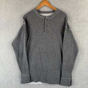 LL Bean River Driver Henley Shirt Mens XL Tall Gray Cotton Wool Blend Pullover